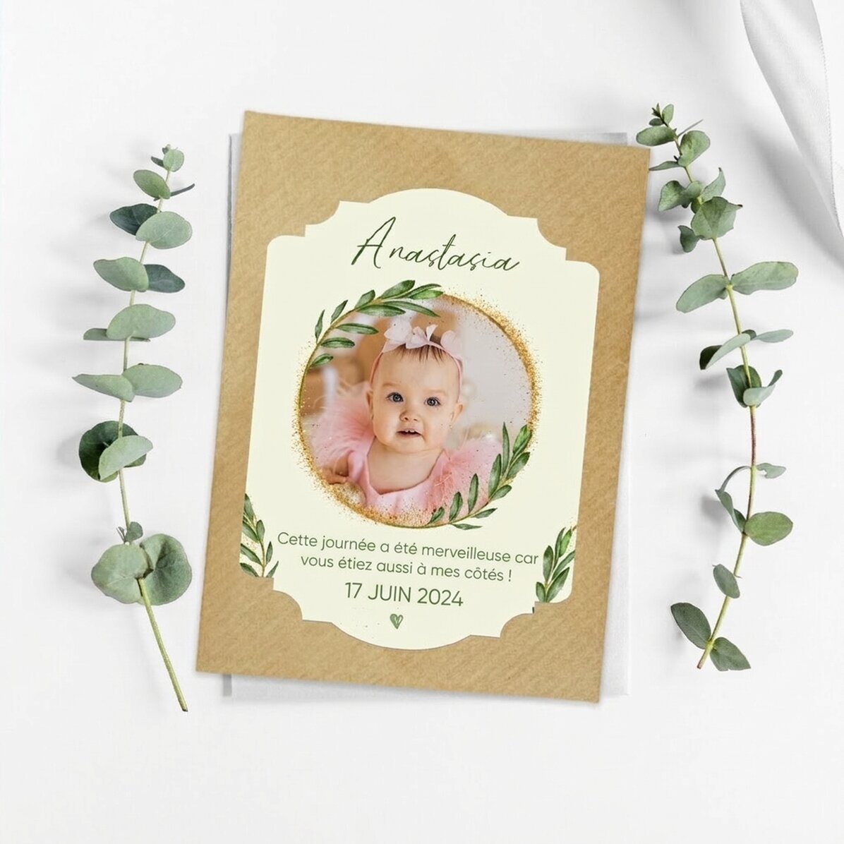 Témoignage personnalisable à planter pour un baptême, avec photo et texte