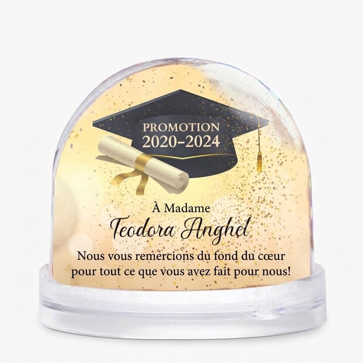 Globe de bureau personnalisé avec photo et texte - Remise des diplômes