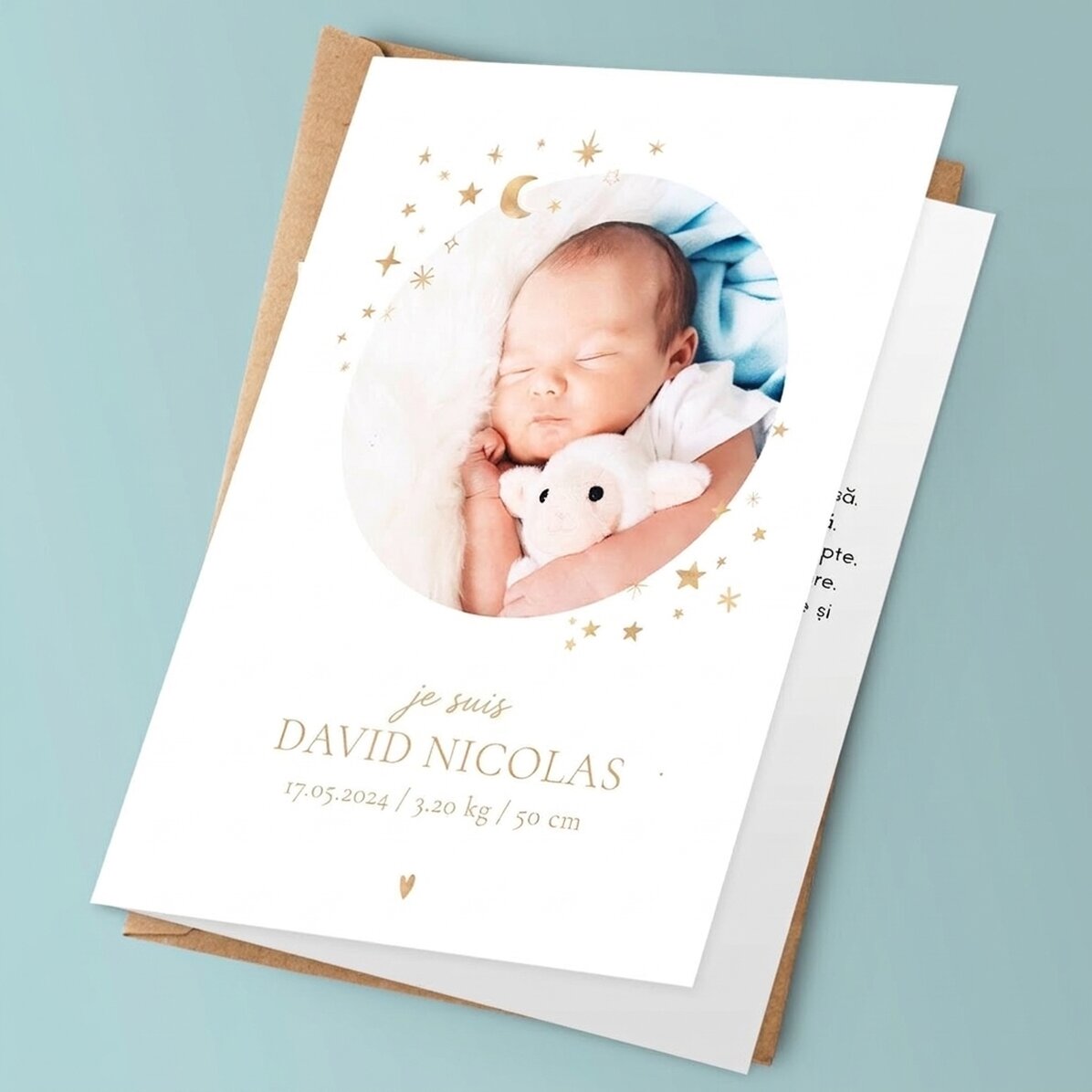 Carte de vœux personnalisée avec texte et photo - Bébé