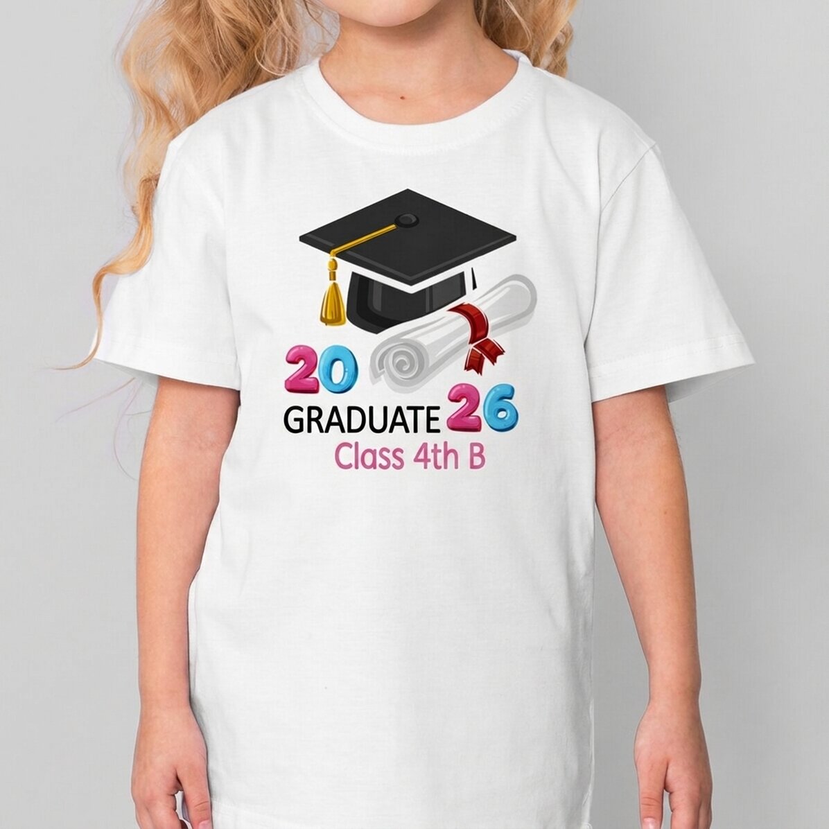 T-shirt en coton pour enfants personnalisé avec un message - Diplômé