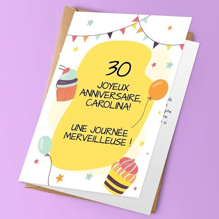 Carte de vœux personnalisée avec texte - Fête