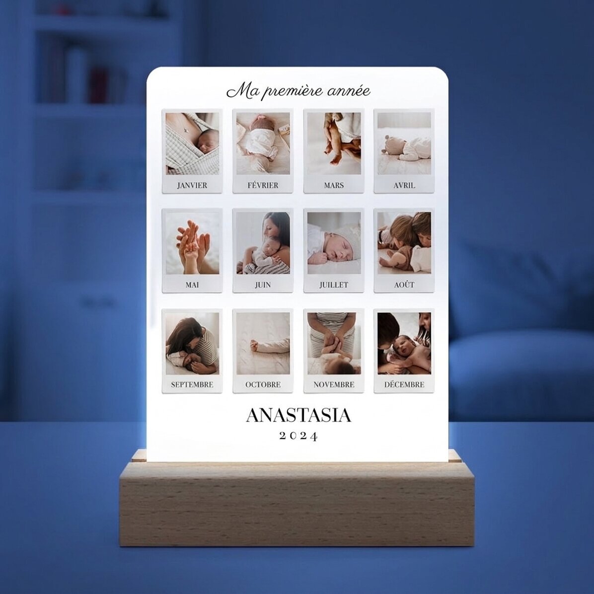 Lampe de veille LED personnalisée avec 12 photos - My First Year