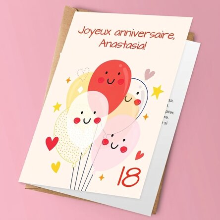Carte de vœux personnalisée avec texte - Ballons