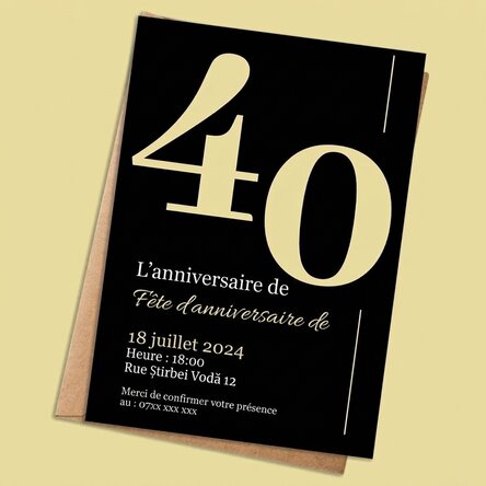 Carte personnalisée avec texte - invitation à une fête