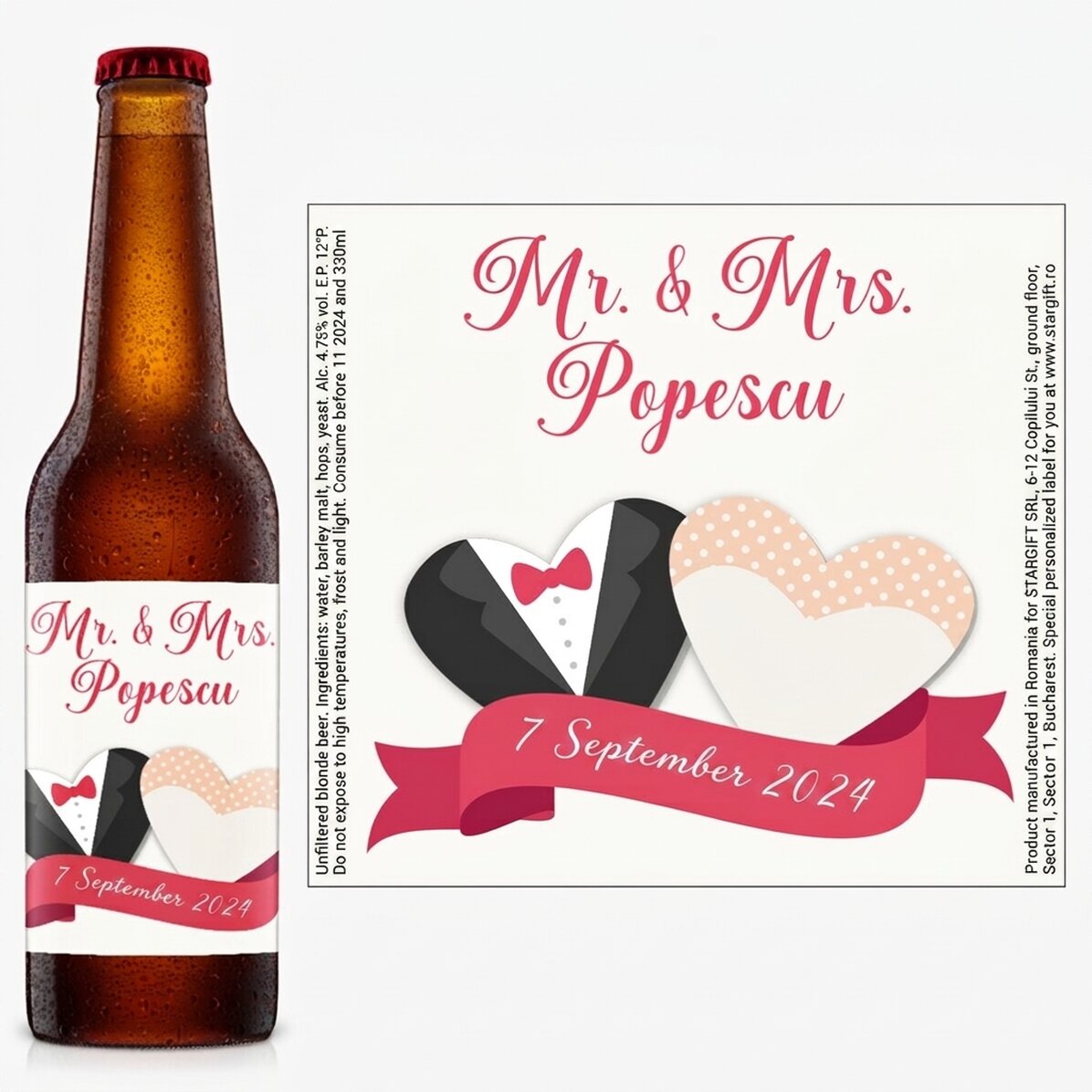 Bière personnalisée avec un message - Mariage