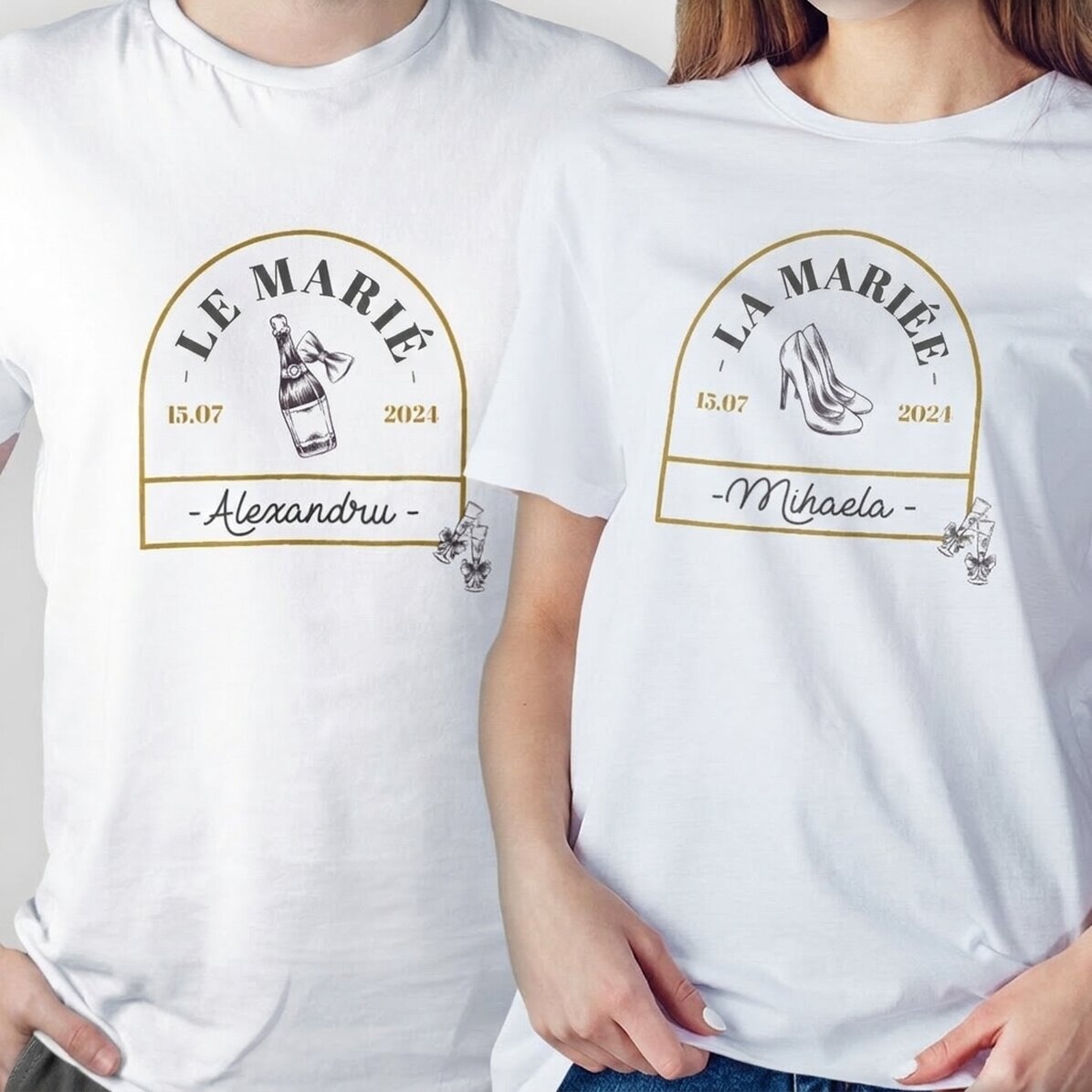T-shirt en coton personnalisé avec un message pour un mariage - Vintage Love