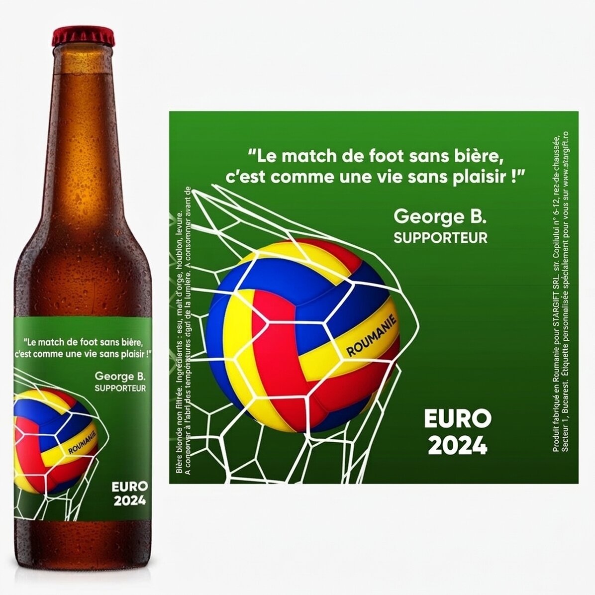 Bière personnalisée avec un message - Football