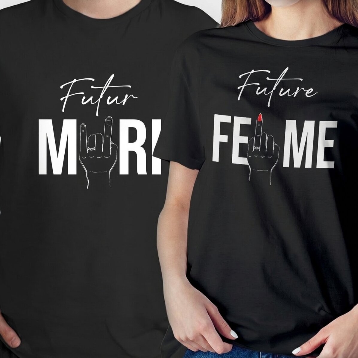 T-shirt en coton personnalisé avec un message amusant pour les couples - L
