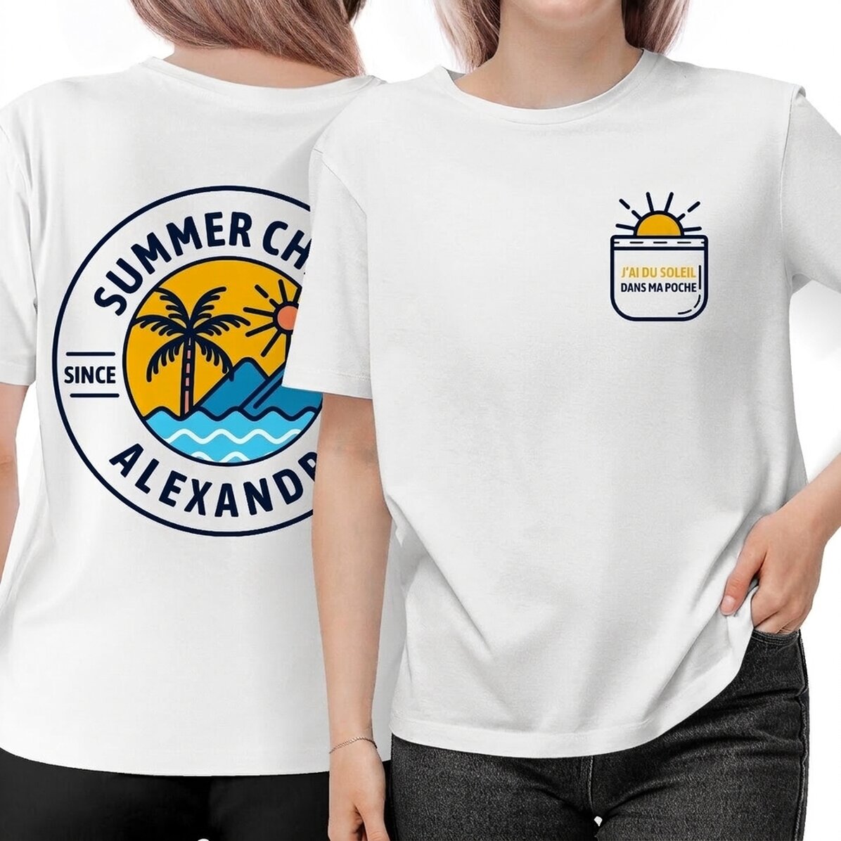 T-shirt en coton personnalisé avec un texte - Summer child