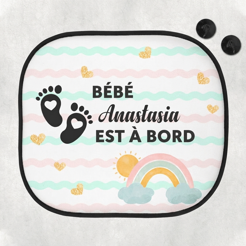 Pare-soleil de voiture personnalisé avec message - « Baby on board »