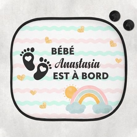 Pare-soleil de voiture personnalisé avec message - « Baby on board »