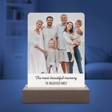 Personalised LED night light with photo and message