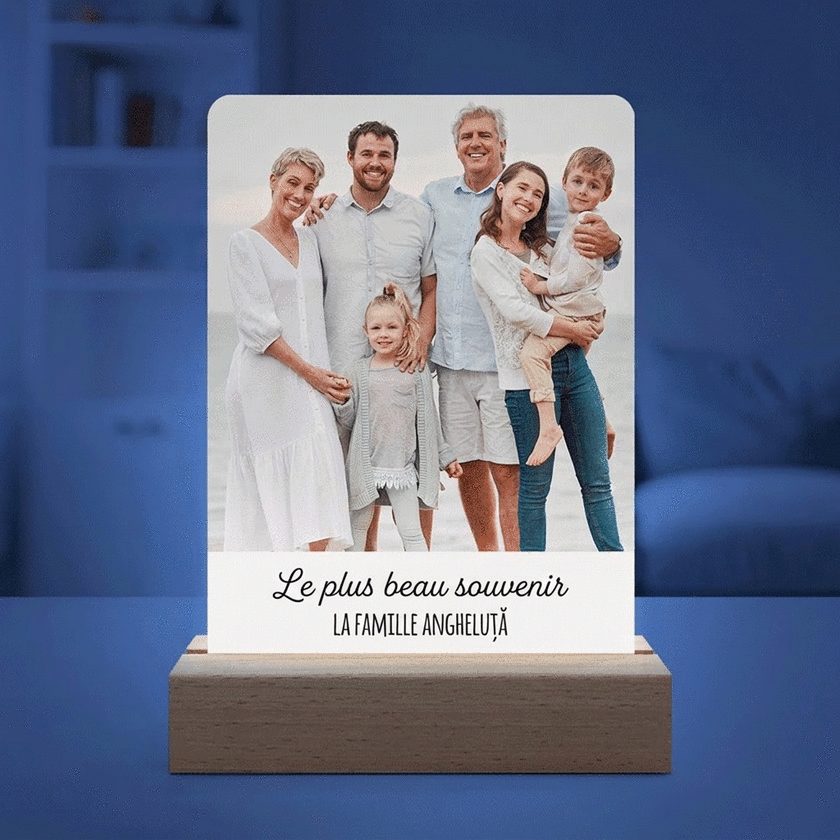 Lampe de veille LED personnalisée avec photo et message