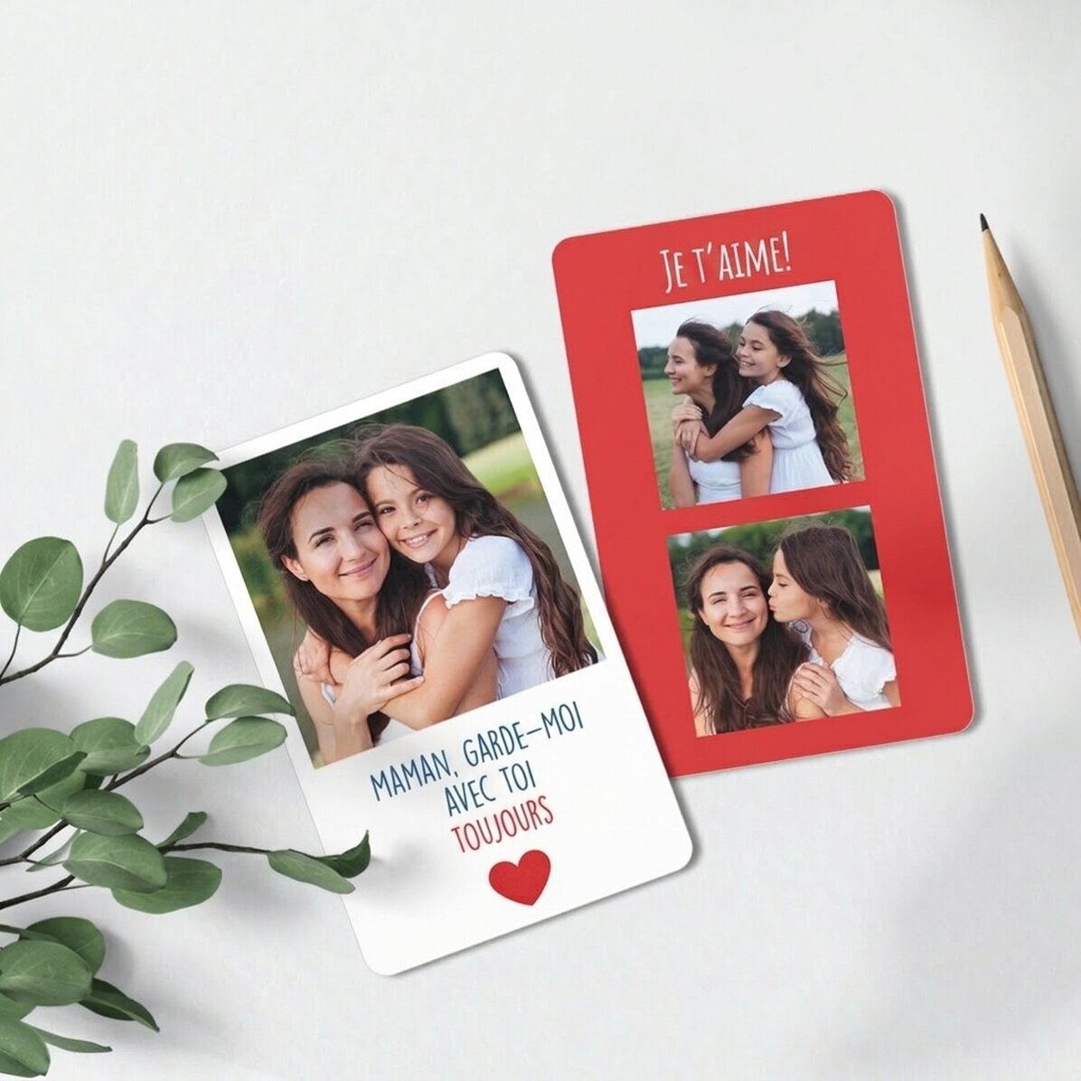 Carte en aluminium personnalisée recto-verso avec 3 photos et un message