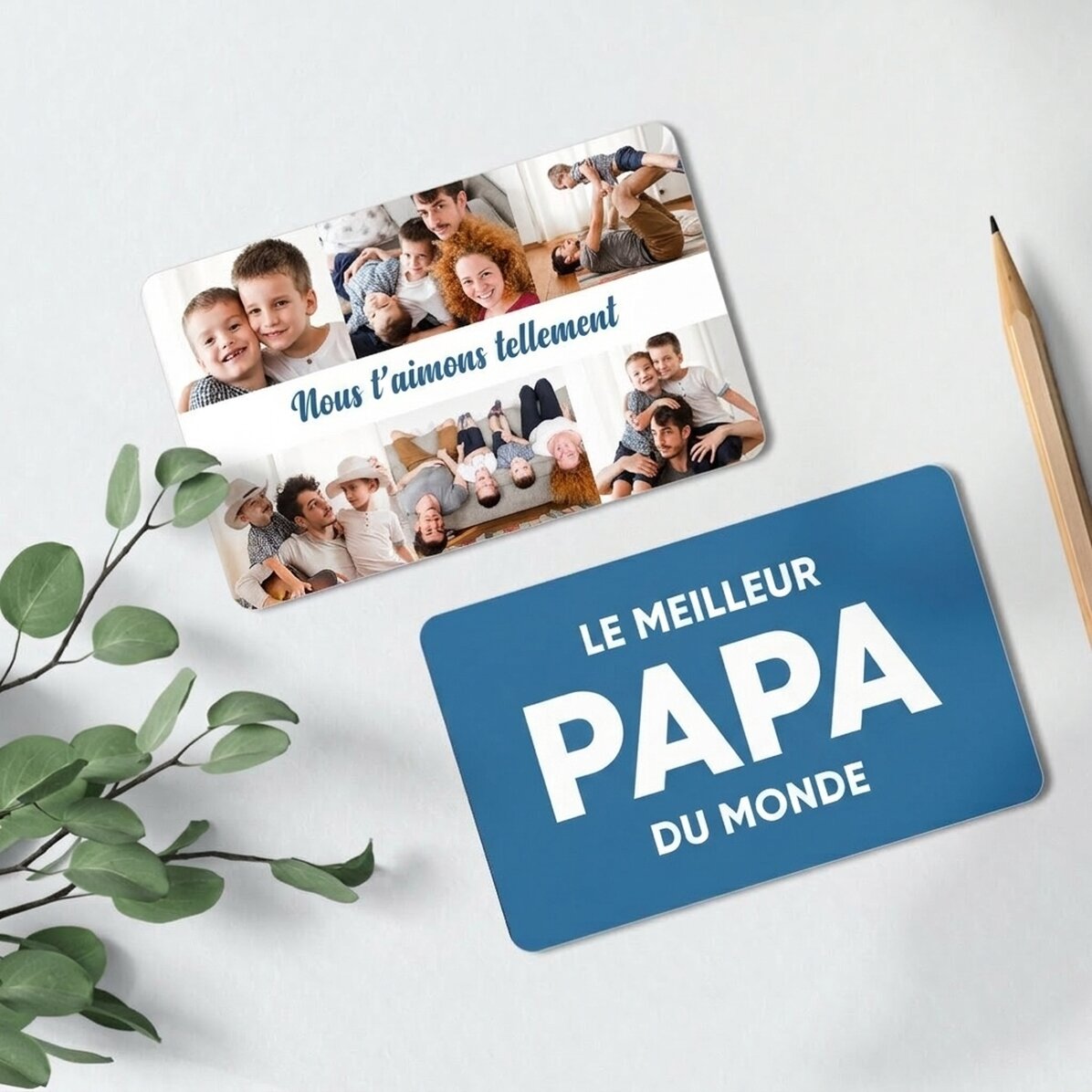 Carte en aluminium personnalisée recto-verso avec 6 photos et un message