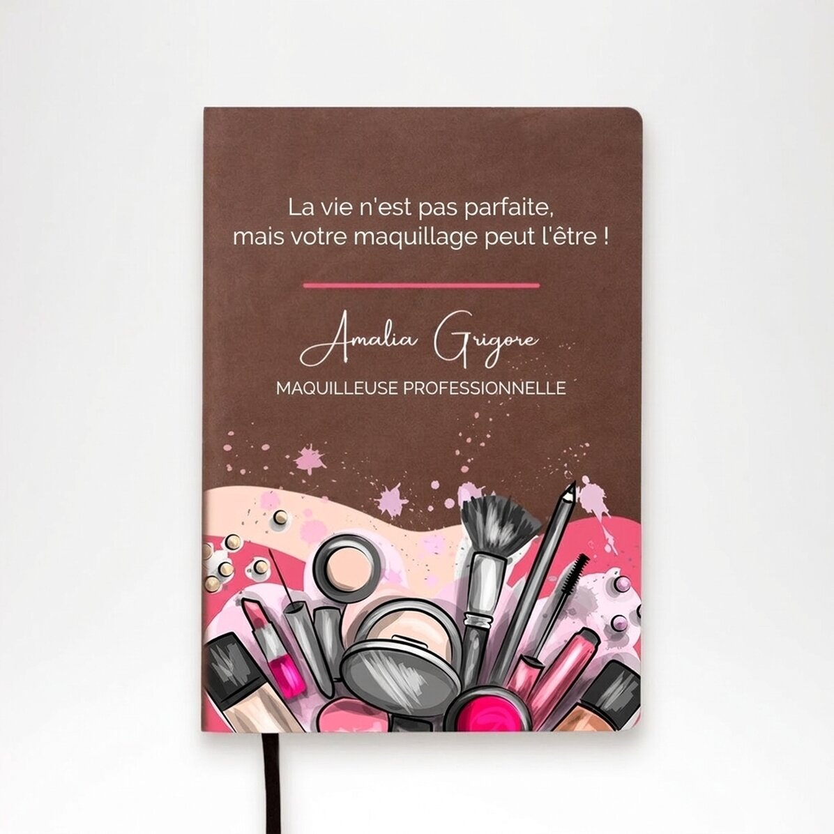 Agenda en cuir personnalisé, coloré, avec inscription - Makeup Artist