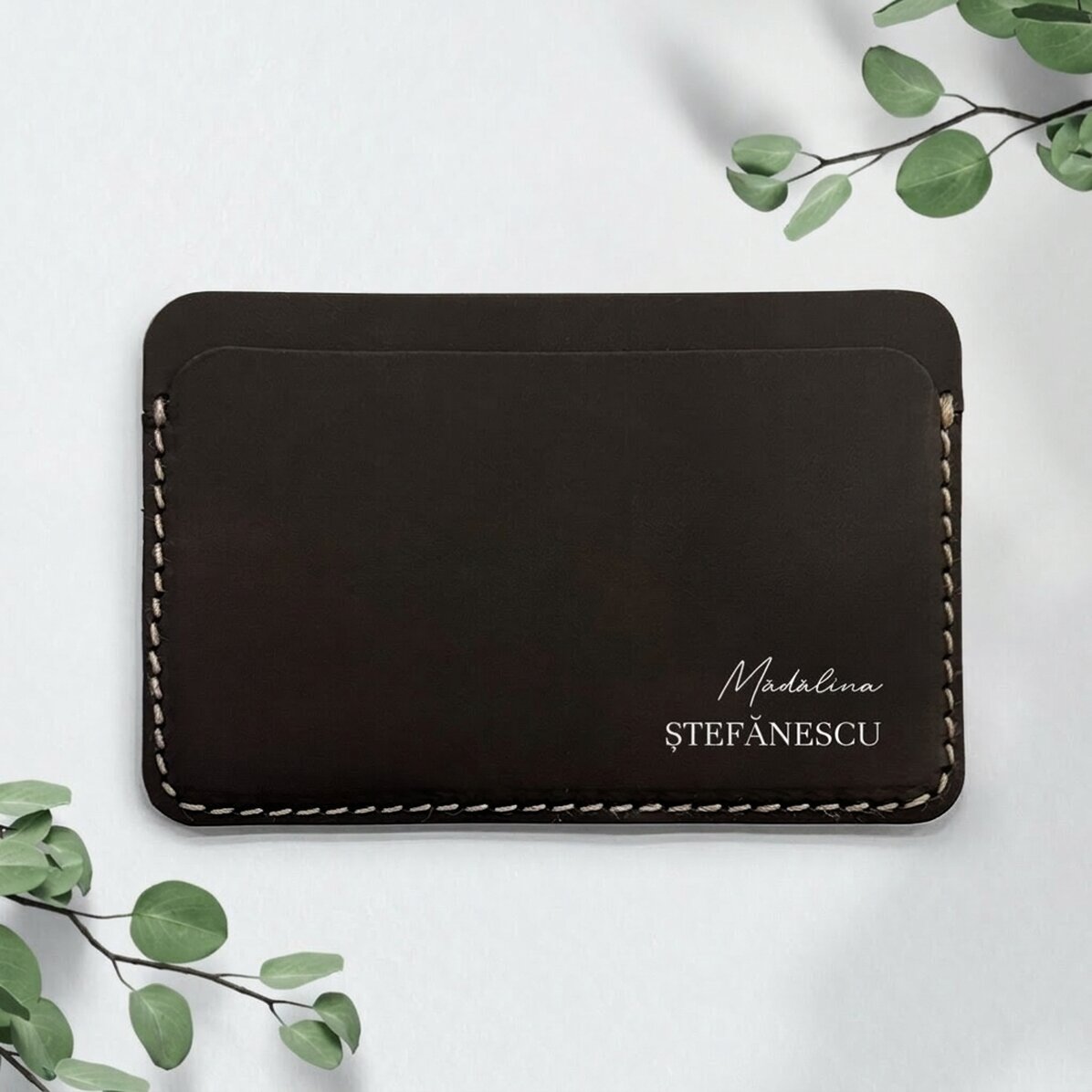 Portefeuille en cuir personnalisé, coloré, avec prénom