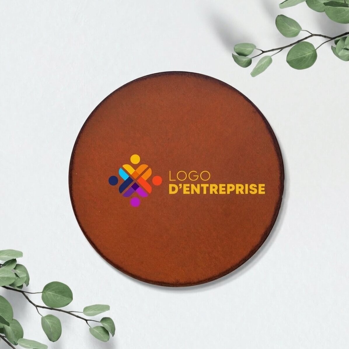 Porte-verre en cuir personnalisé, coloré, avec logo