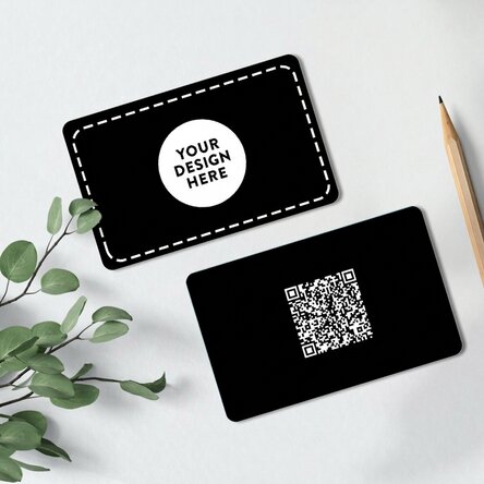 Customised double-sided aluminium business card with QR code and your graphics - Contact details