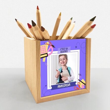 Porte-crayons personnalisé avec photo et texte - Rentrée scolaire