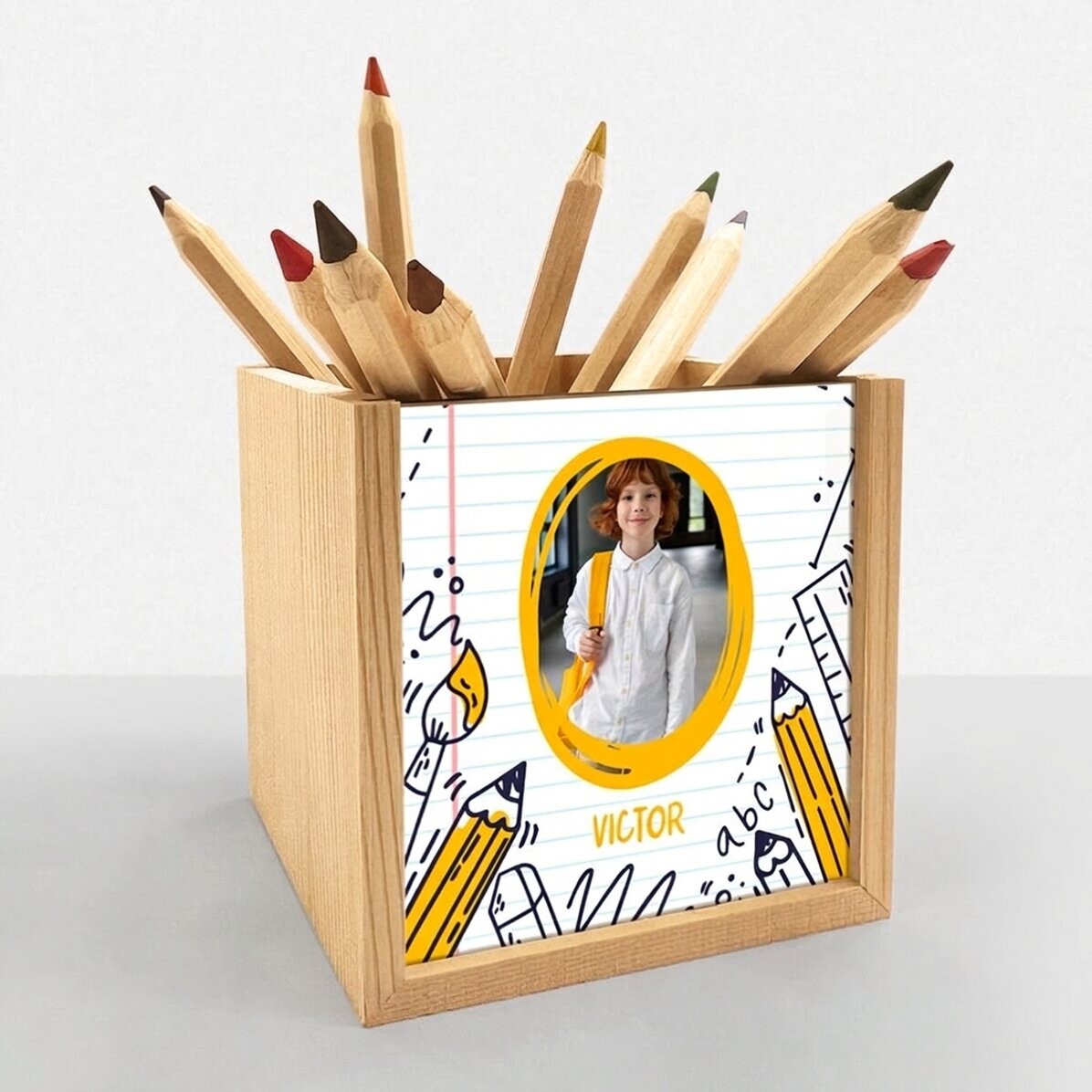 Porte-crayons personnalisé avec photo et texte