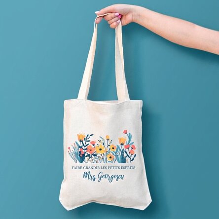 Sac personnalisé avec inscription - Fleurs