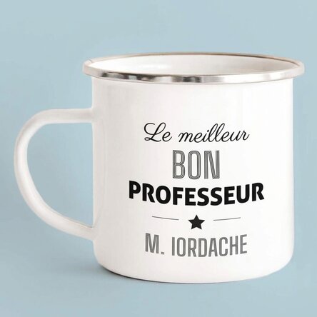 Tasse en métal émaillée personnalisée avec un message - Teacher