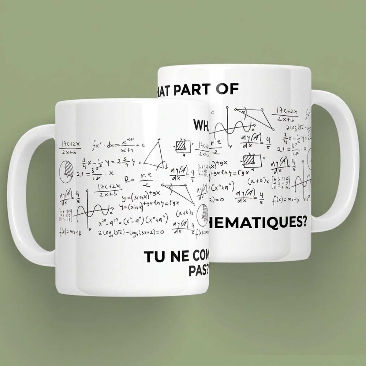 Tasse personnalisée avec message - Mathématiques