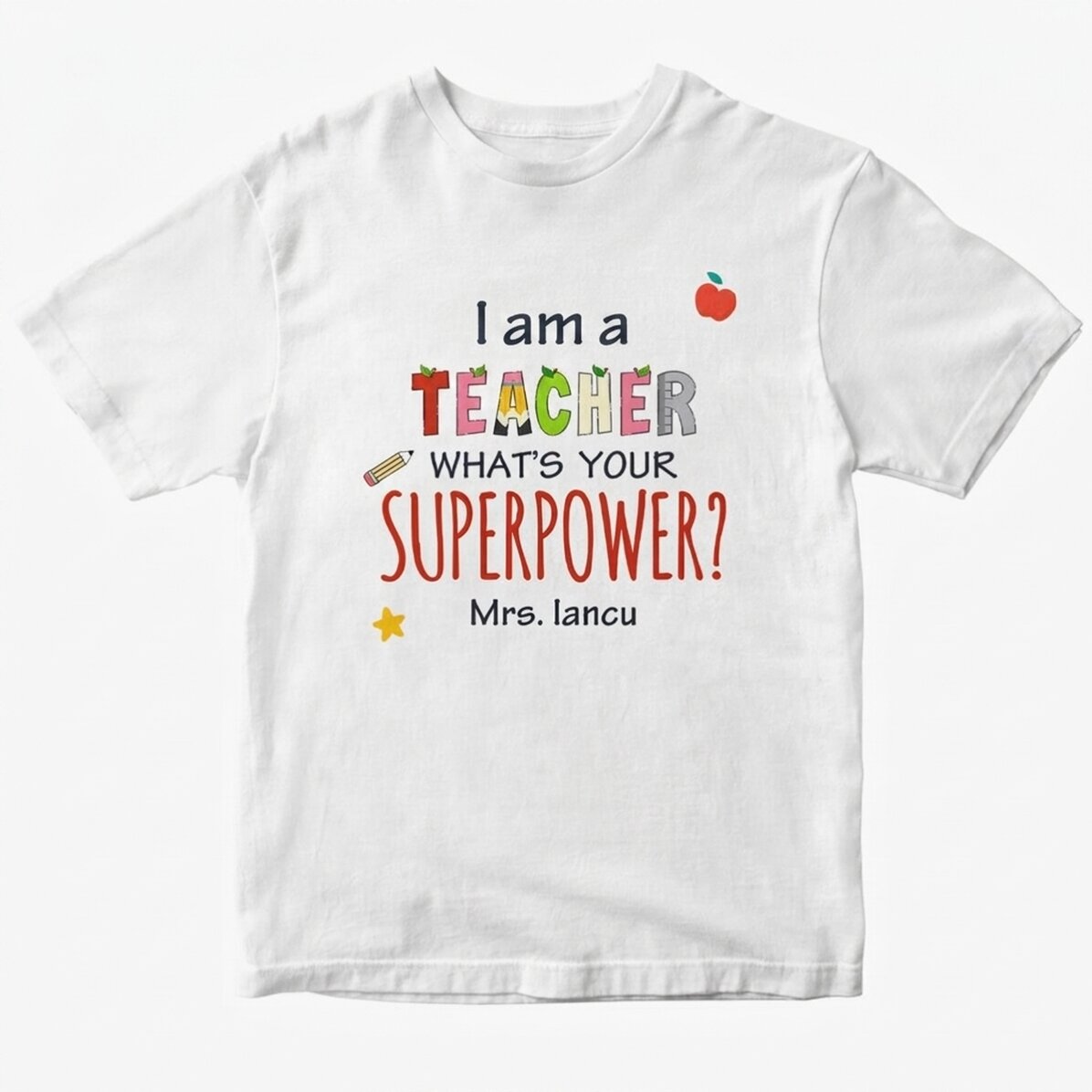 T-shirt en coton personnalisé avec un texte - Superpower