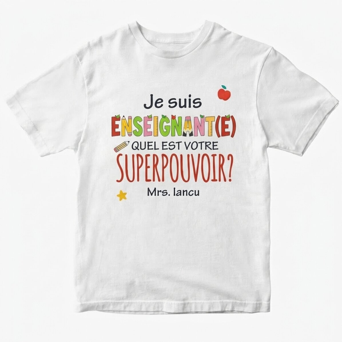 T-shirt en coton personnalisé avec un texte - Superpower