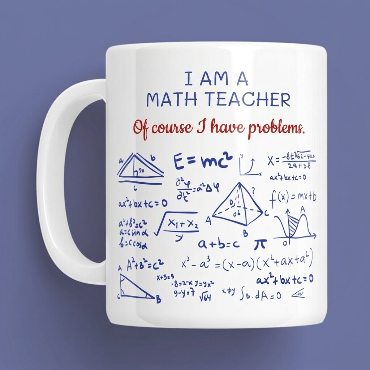 Tasse personnalisée avec message - Professeur de mathématiques