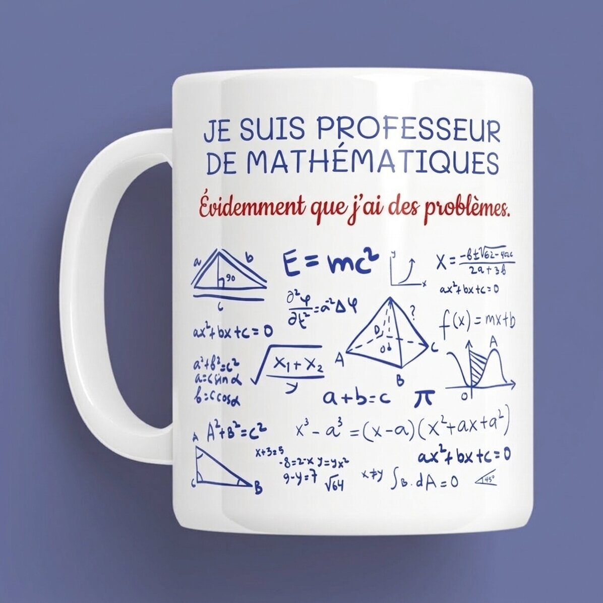Tasse personnalisée avec message - Professeur de mathématiques