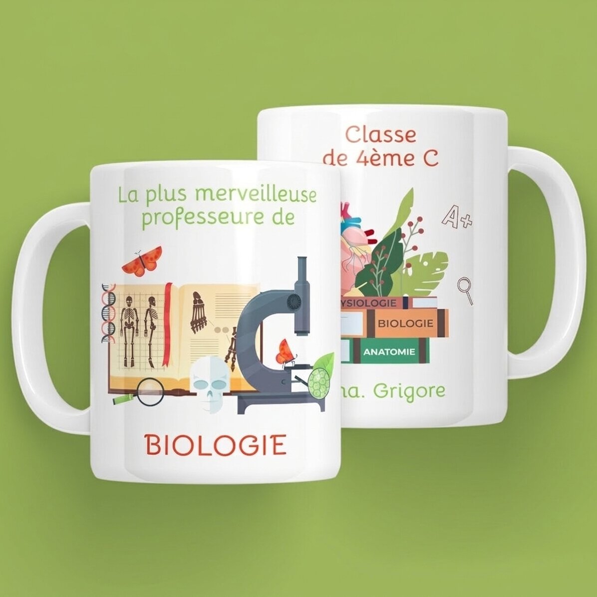 Tasse personnalisée avec message - Professeur de biologie