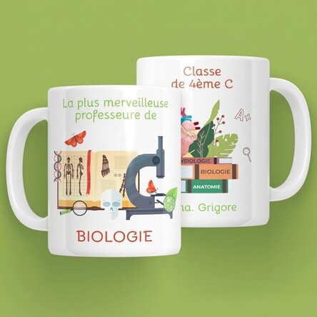 Tasse personnalisée avec message - Professeur de biologie