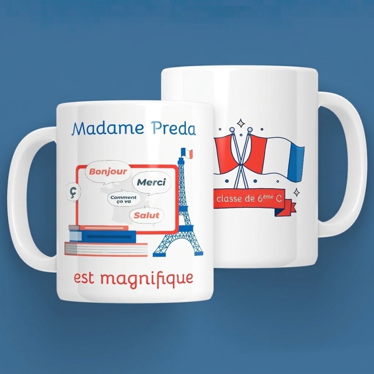 Tasse personnalisée avec message - Professeure de français