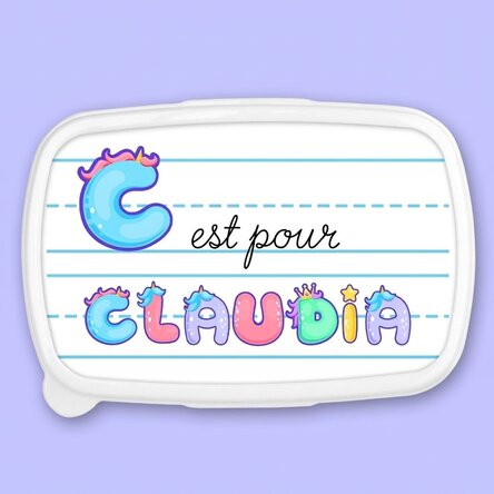 Boîte à repas, boîte à repas personnalisée avec prénom - Modèle licorne