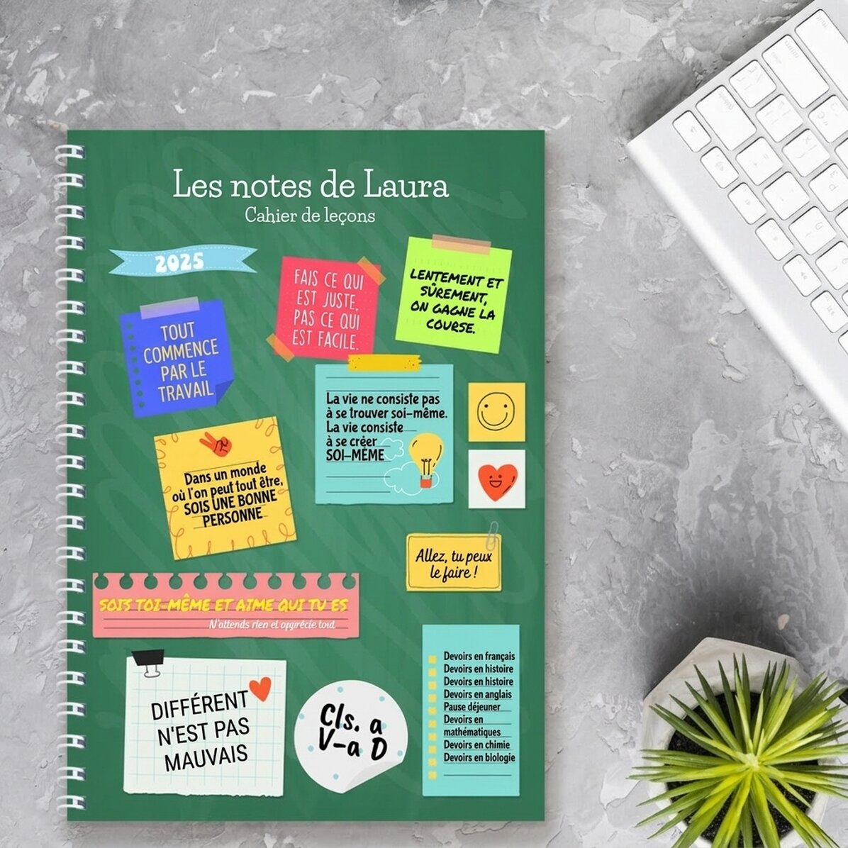 Carnet personnalisé avec texte - Mes notes