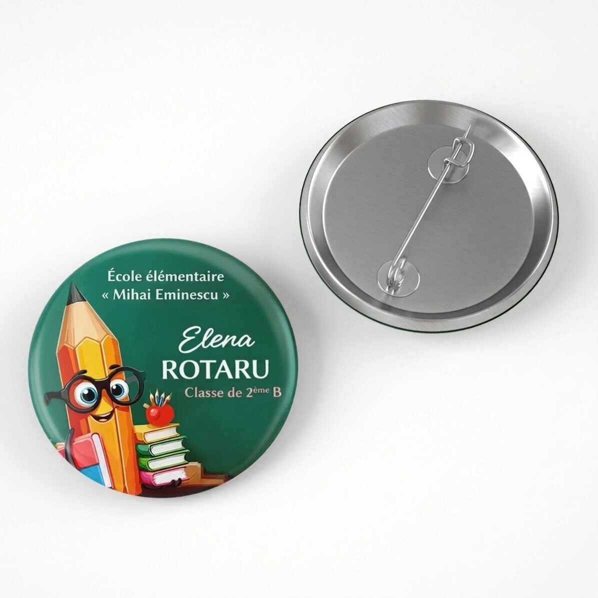 Badge personnalisé avec message - École