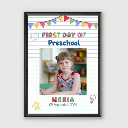 Personalised picture with text and 1 photo – First day at nursery
