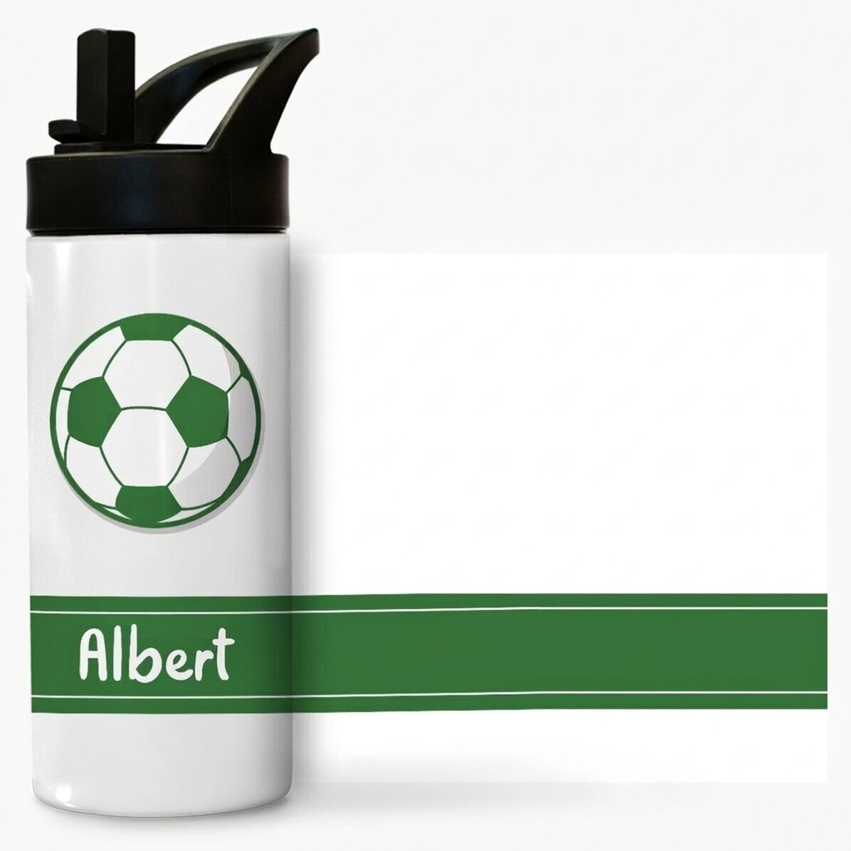 Thermos avec poignée et paille, personnalisé avec un prénom - Football
