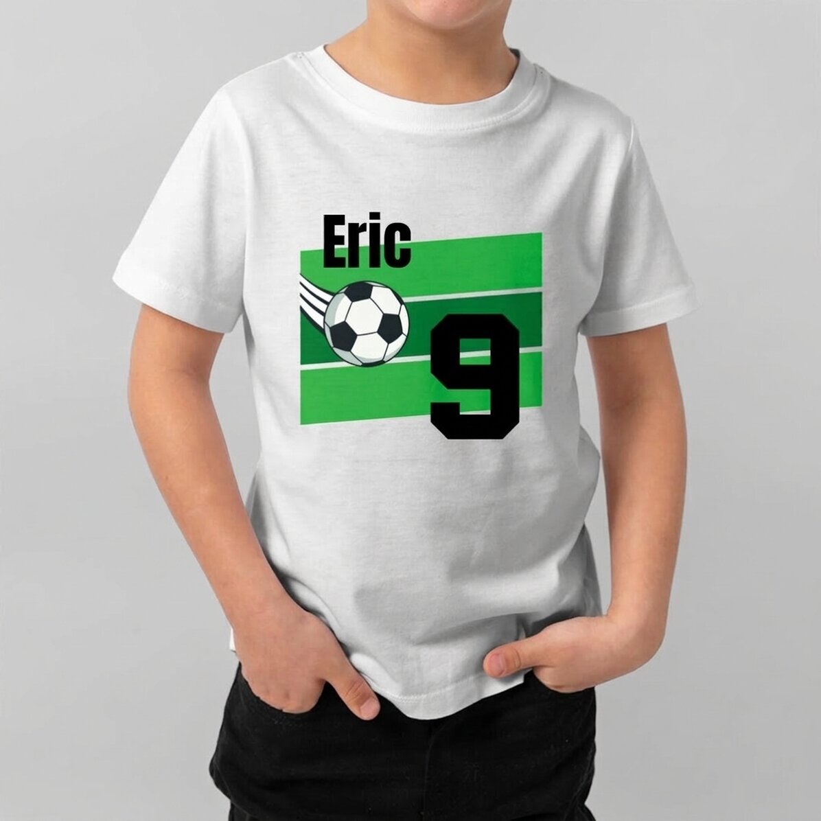 T-shirt en coton pour enfants personnalisé avec un texte - Football