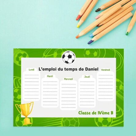 Emploi du temps personnalisé avec texte - Trophée