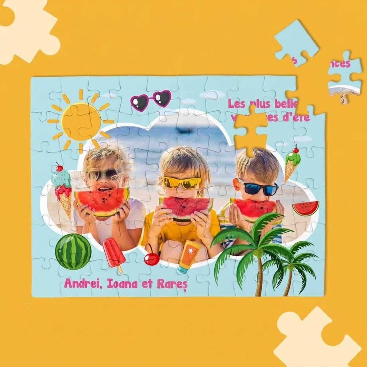 Puzzle personnalisé pour enfants avec une photo et un texte - Vacances d