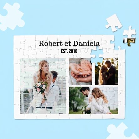 Puzzle personnalisé avec 4 photos et un texte - Sweet memories