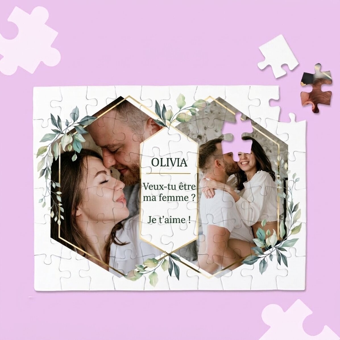 Puzzle personnalisé avec 2 photos et un message - Moments spéciaux