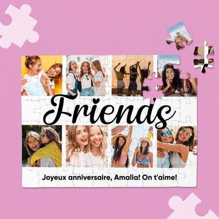 Puzzle personnalisé avec 8 photos et un message