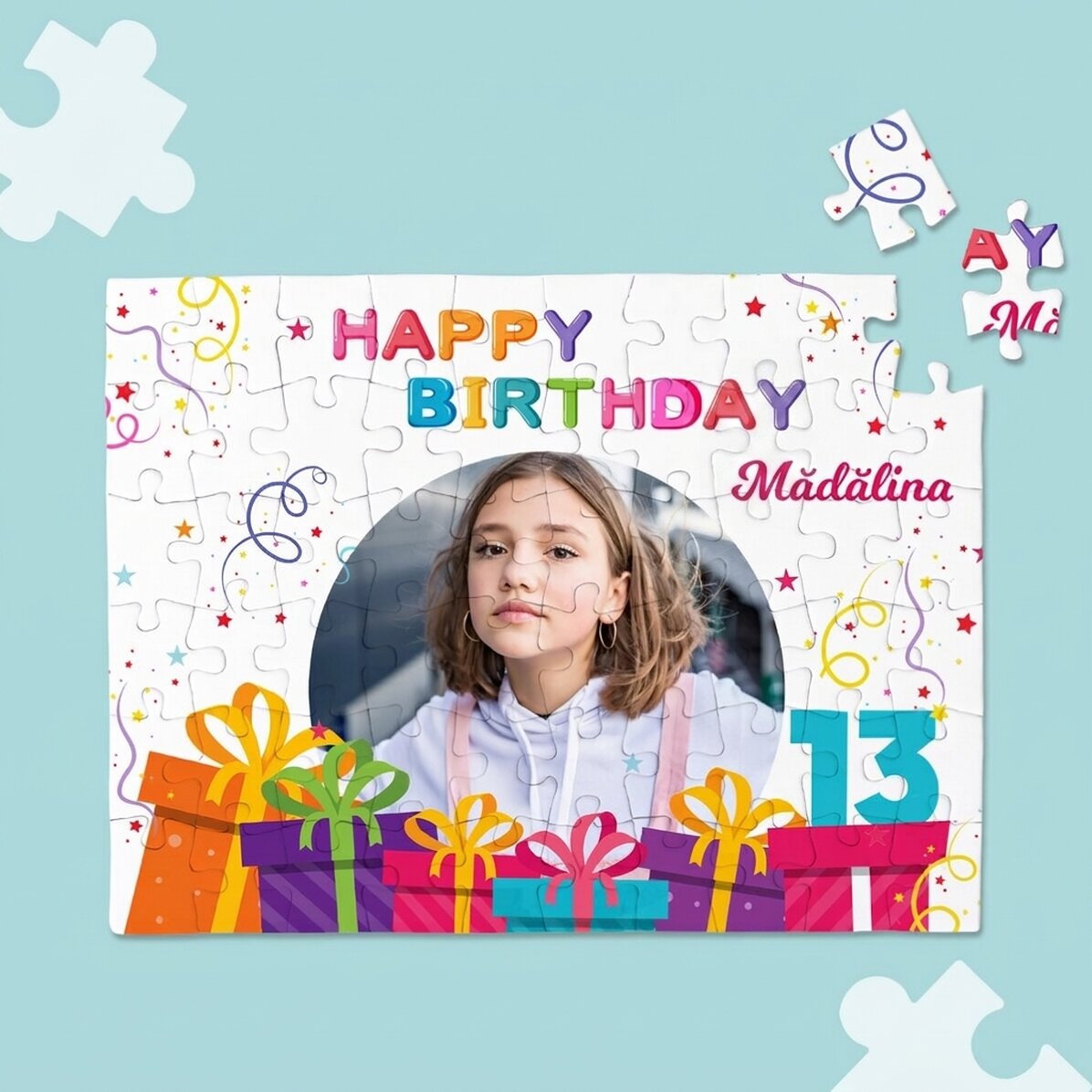 Puzzle personnalisé avec une photo et un message - Joyeux anniversaire