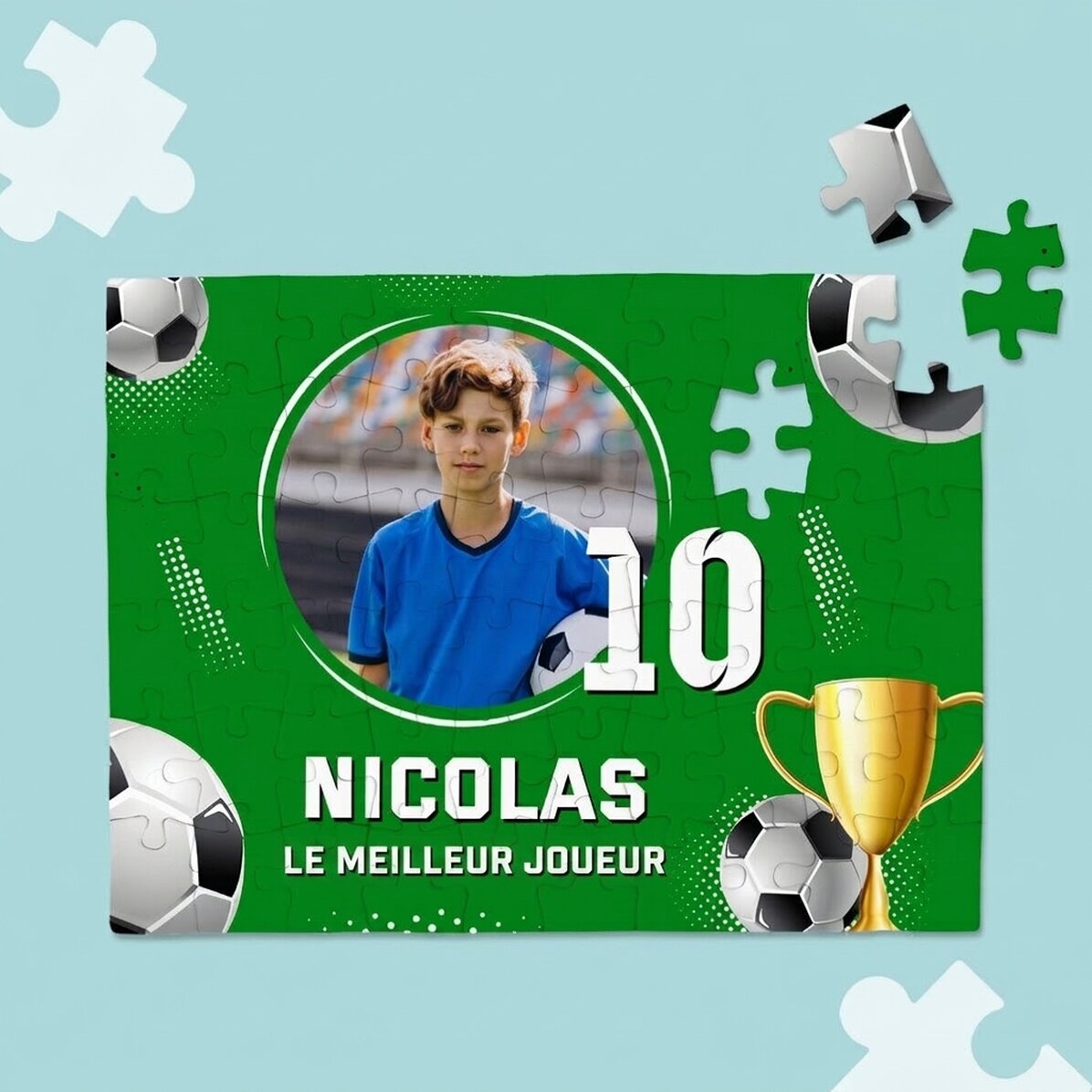 Puzzle personnalisé avec une photo et un message - Football
