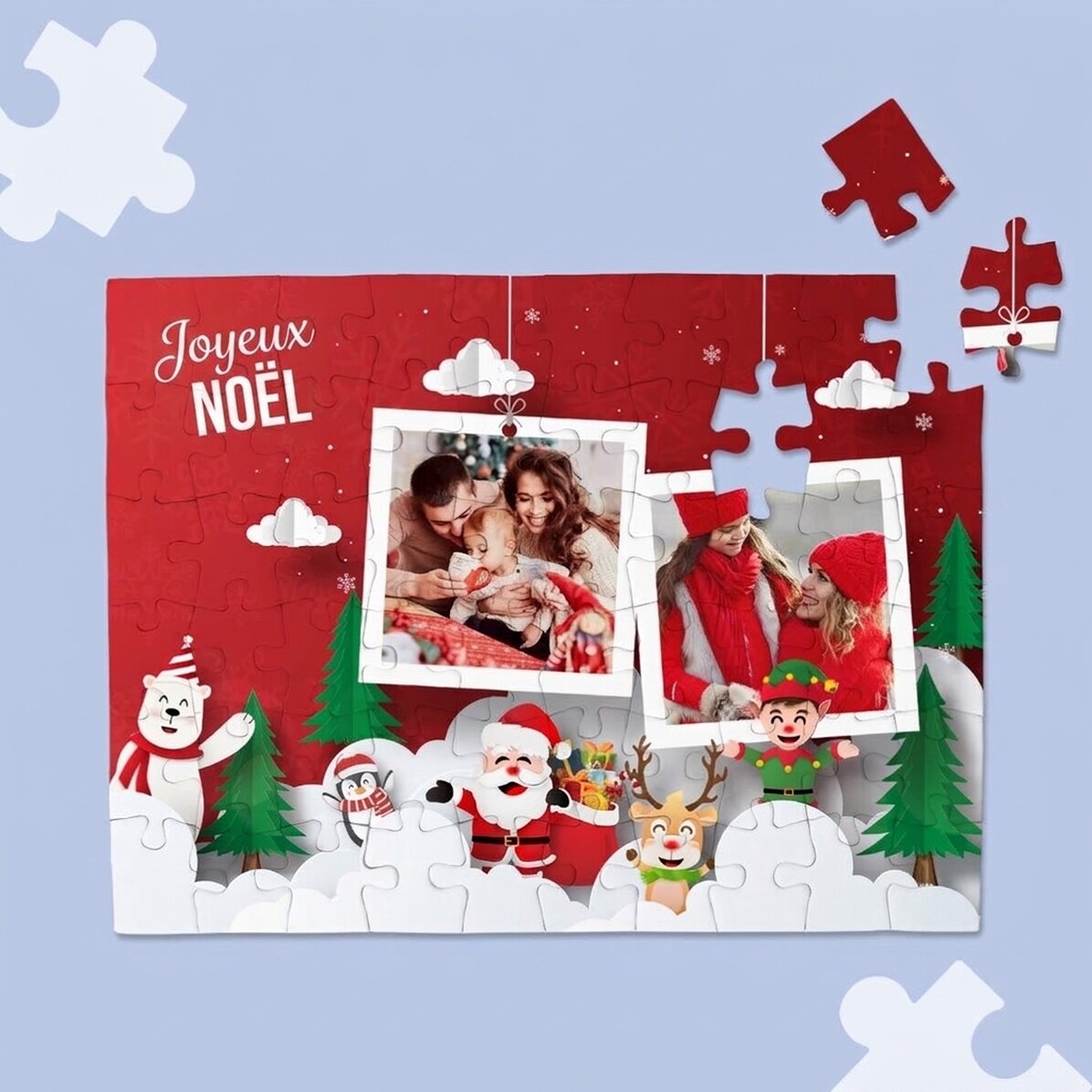 Puzzle personnalisé avec 2 photos - Joyeux Noël