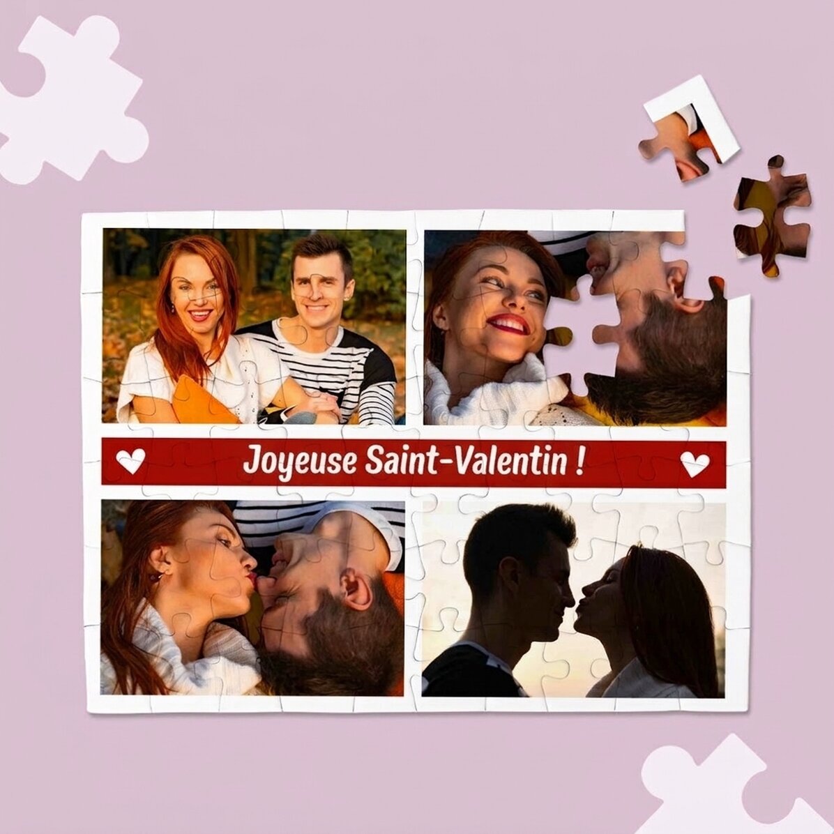 Puzzle personnalisé avec 4 photos et un texte - Moments
